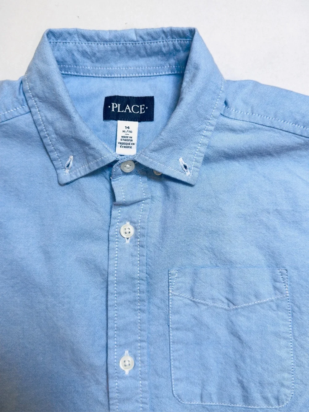 Children’s place Boys Uniform Oxford Button Down Shirt Light Blue size 14 XL